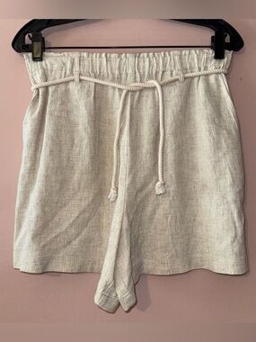 Gentle Fawn Beige Linen Blend Drawstring Tie Shorts Size S